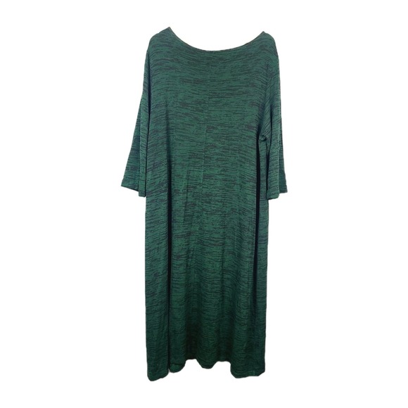 Bryn Walker Stretch Knit Midi Dress Green Black 3/4 Sleeve XL Casual Workwear - Picture 3 of 10